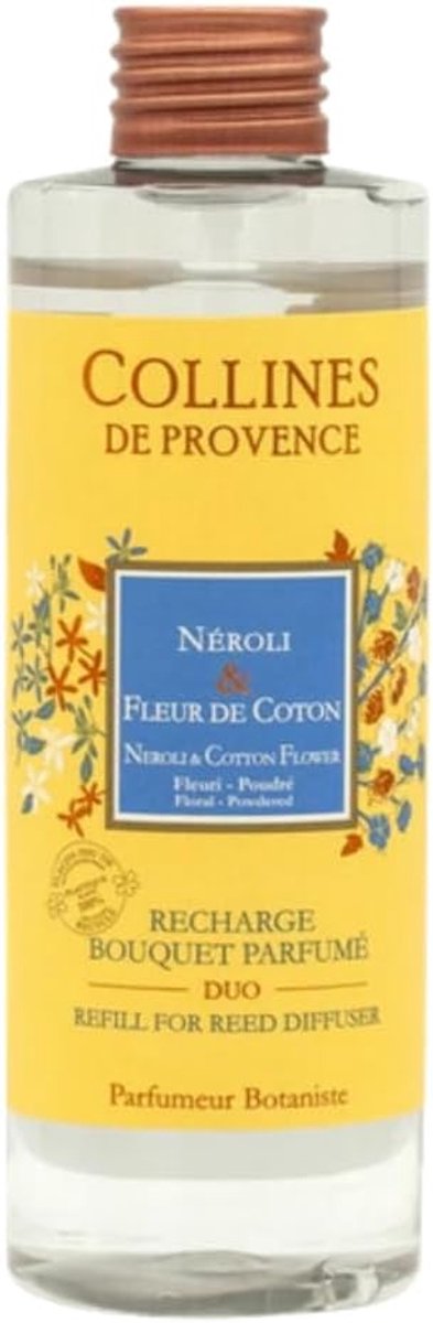 SnelShoppen - Refill pack geur Neroli en katoenbloem, 200 ml - Luxe geur voor huis, badkamer en ontspannen sfeer - Made in Frankrijk