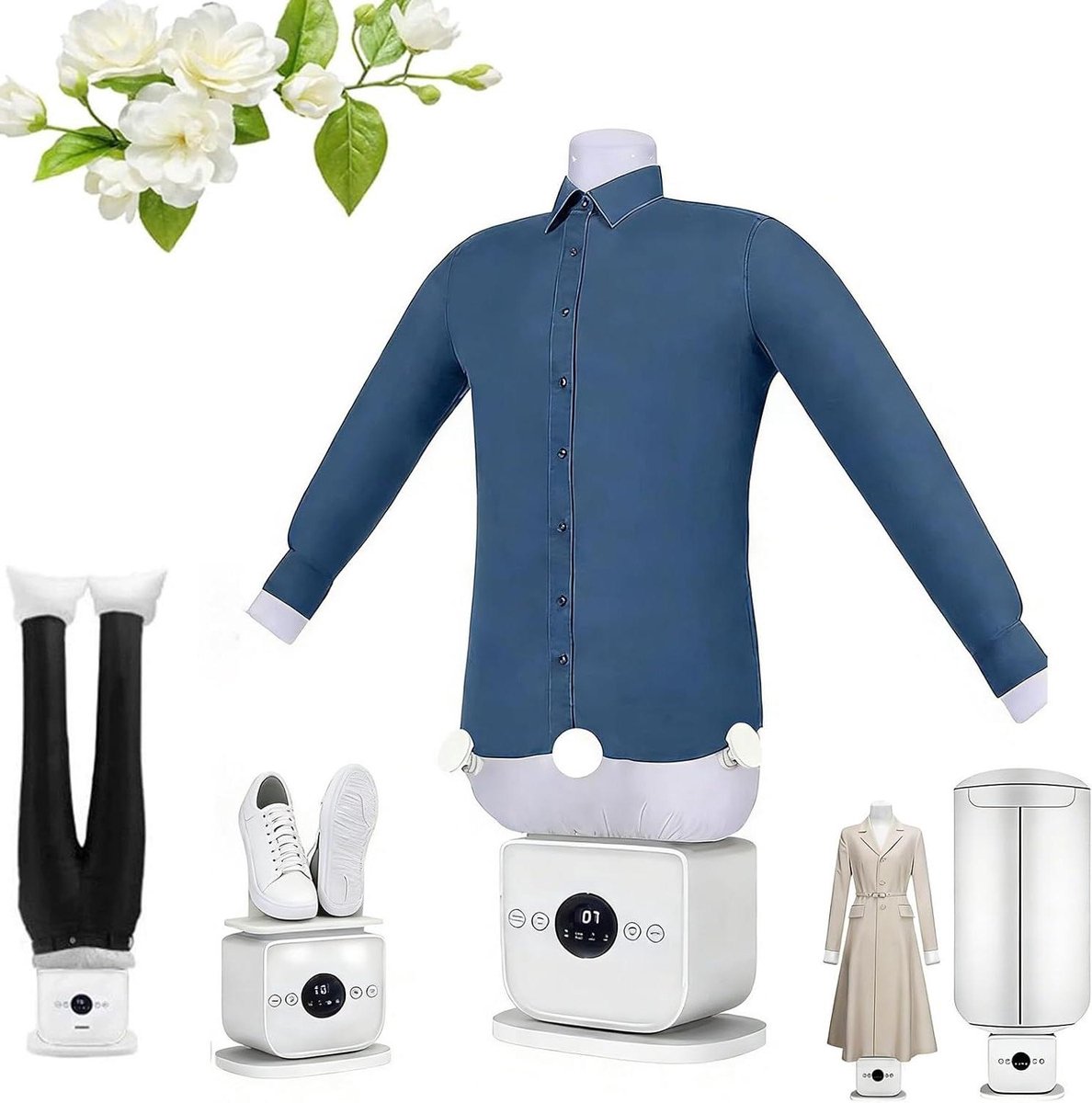 Automatische Strijkmachine - Stoomstrijkijzer Draagbaar - Kreukvrije Kleding Maken - Snel Strijken en Drogen - 5-10 Minuten - Wit