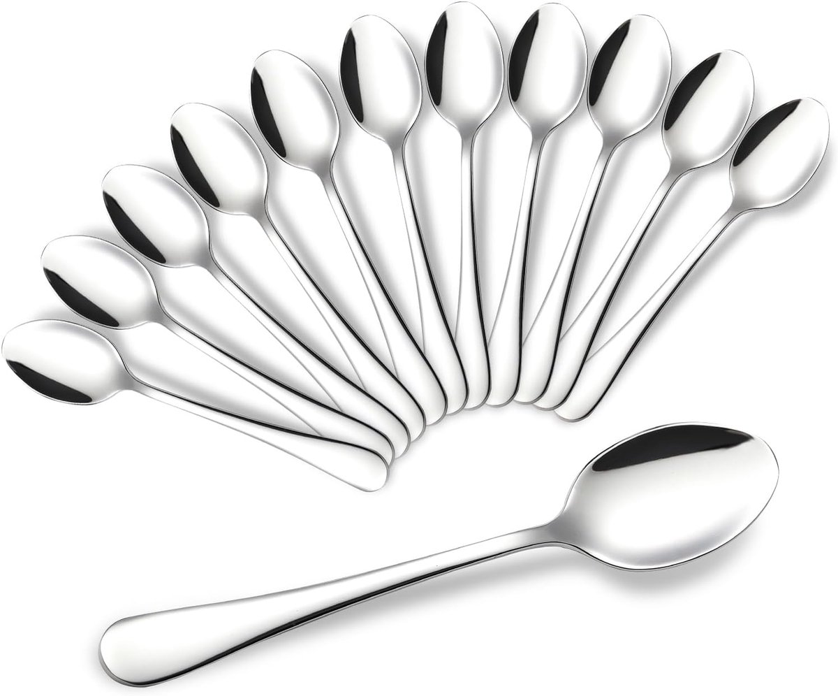 Theelepels set van 12 - 12cm roestvrij staal - vaatwasserbestendig - perfect voor koffie - ShopVlot