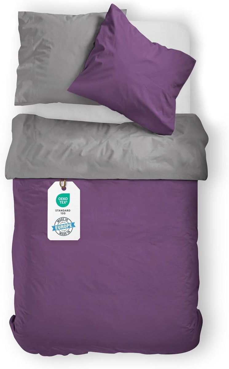 Dekbedovertrek 135 x 200 cm - satijn - omkeerbaar design - luxe slaapcomfort - ShopVlot