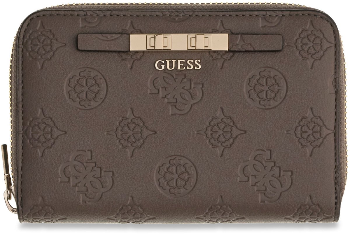 GUESS portemonnee Carmella SLG Medium Zip Around Wallet Taupe Logo