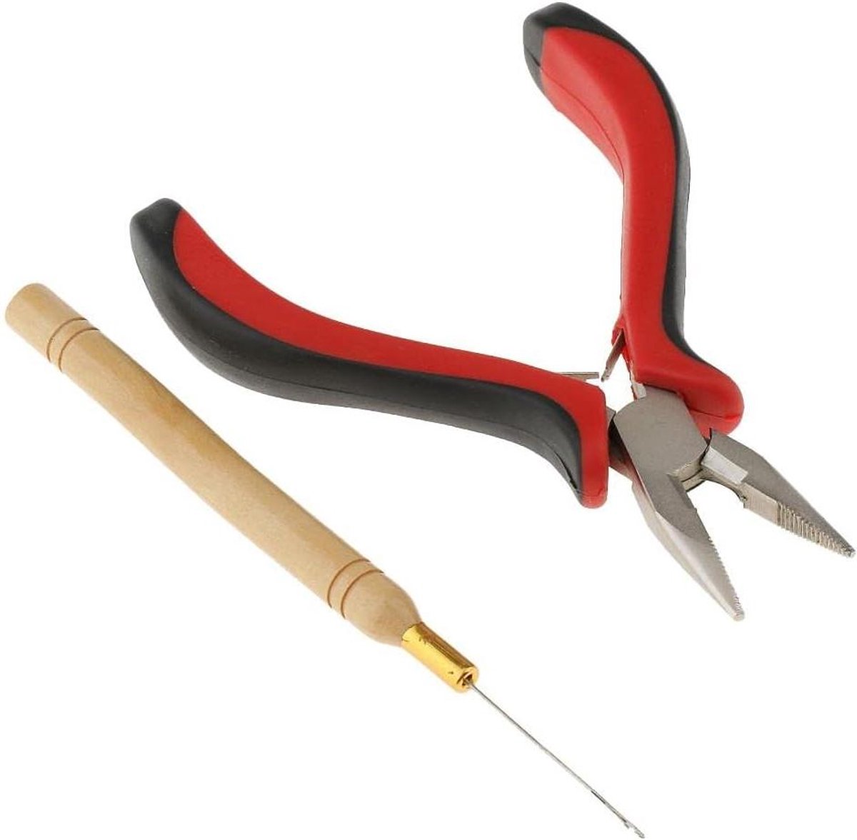 Haarverlengtang Set - Extensions Tool Kit - Haar Installatie - Gebogen Neus Tang - 14.5 cm Haak - Zilverkleurig