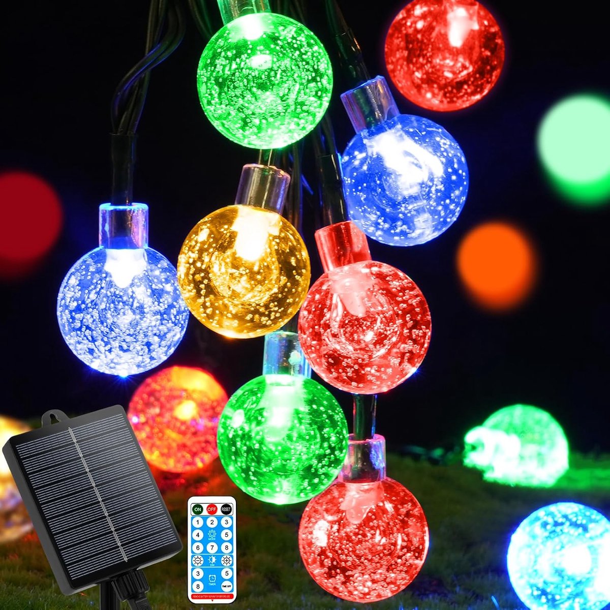 Solar String Lights 7M 50 LED - Kleurrijke bolverlichting - 8 Modi - Ideaal voor tuin en feestdecoratie - ShopVlot
