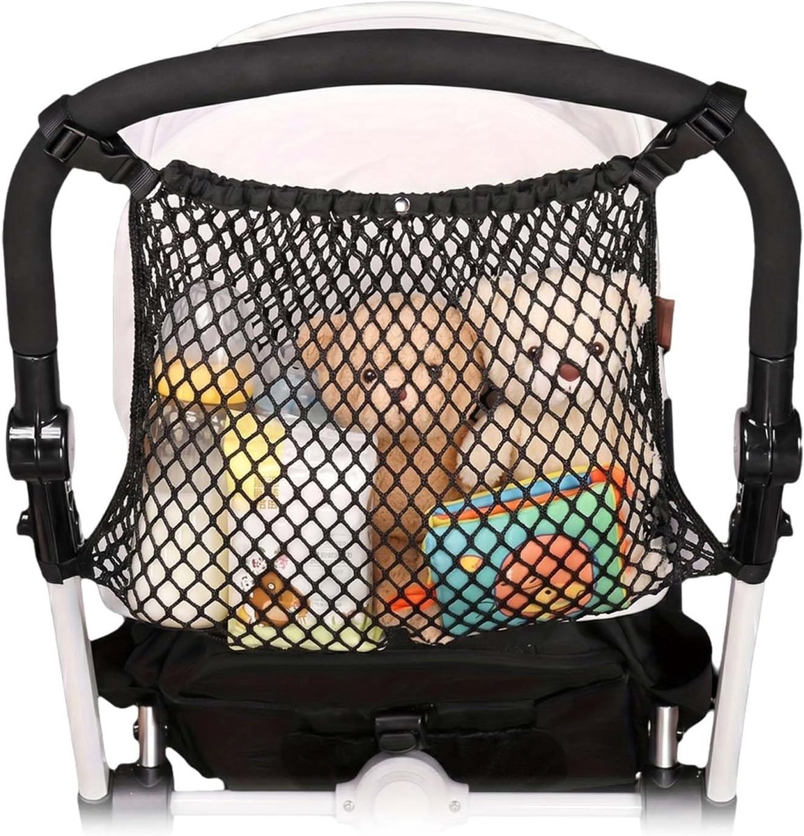 Boodschappentas voor kinderwagen - zwart - stevig Oxford-weefsel - ideaal voor zware voorwerpen - ShopVlot