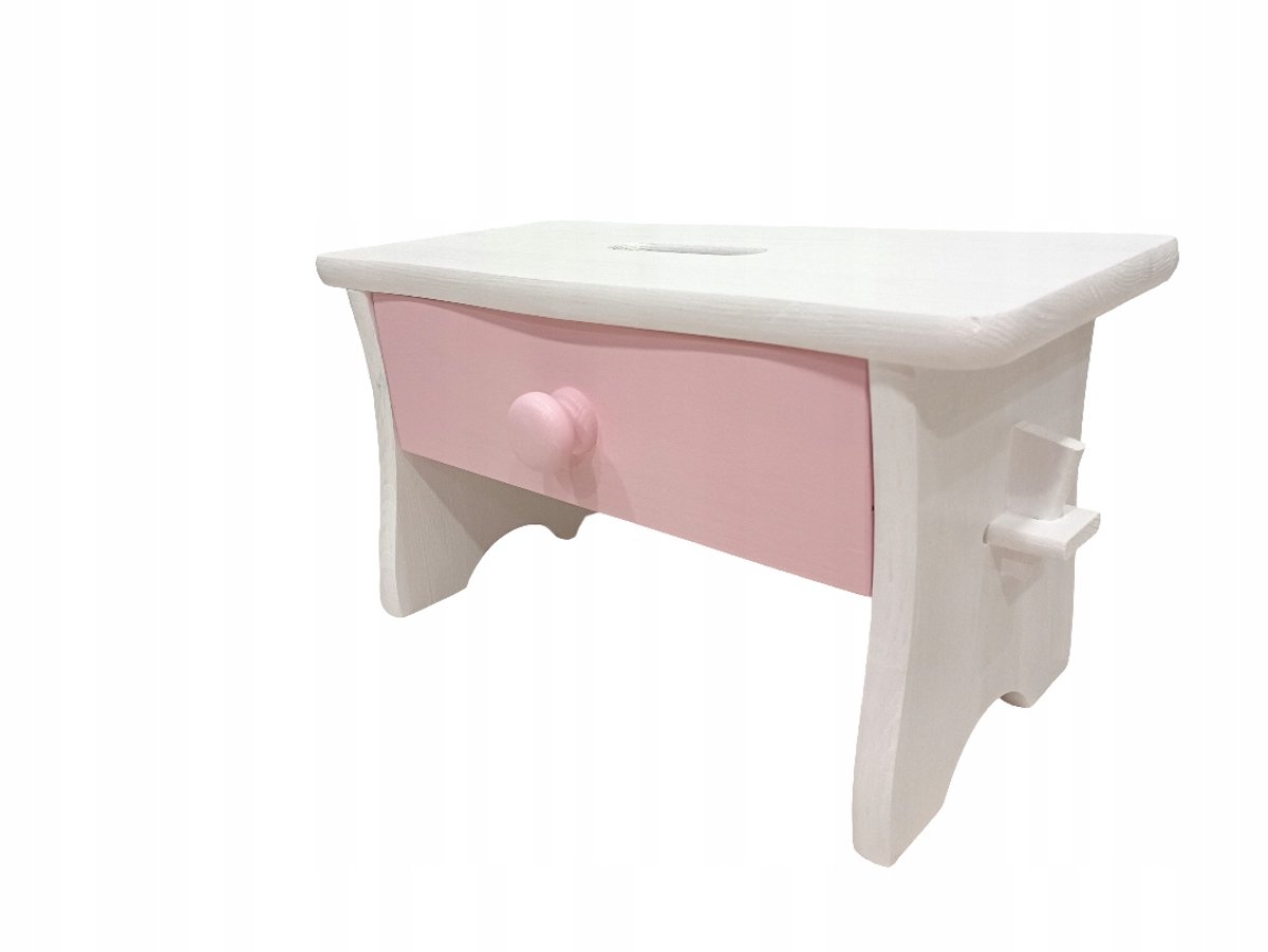 Middelgrote Witte Kruk met Roze Lade - Hout