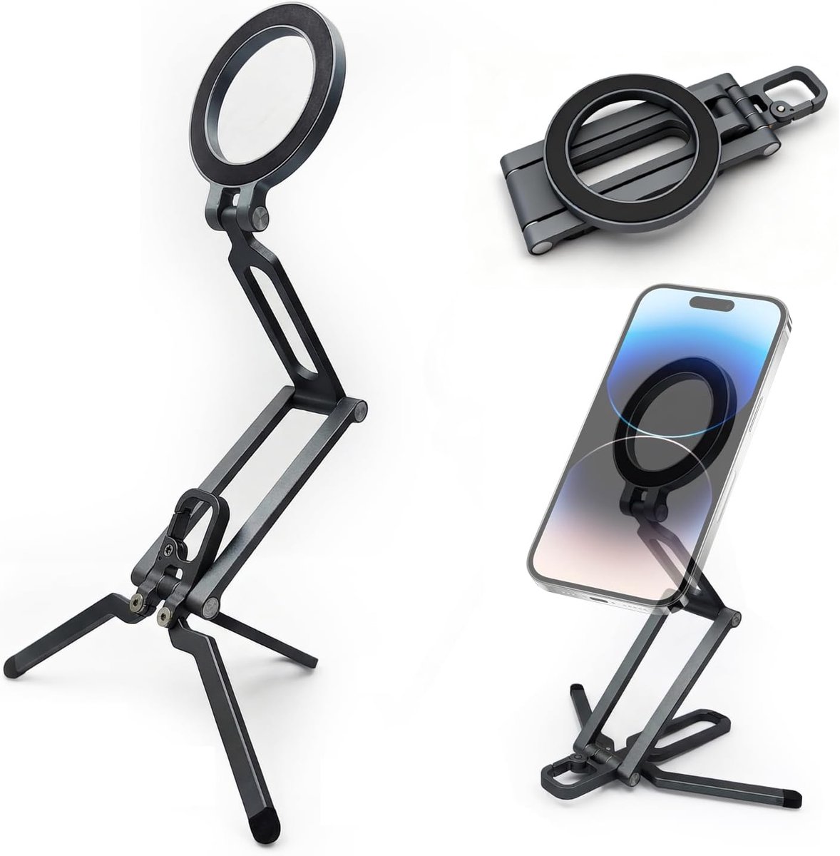 Mobiel houder met sterke magneten - Aluminium mini tripod - Verstelbaar en opvouwbaar - Ideaal voor vloggen - ShopVlot