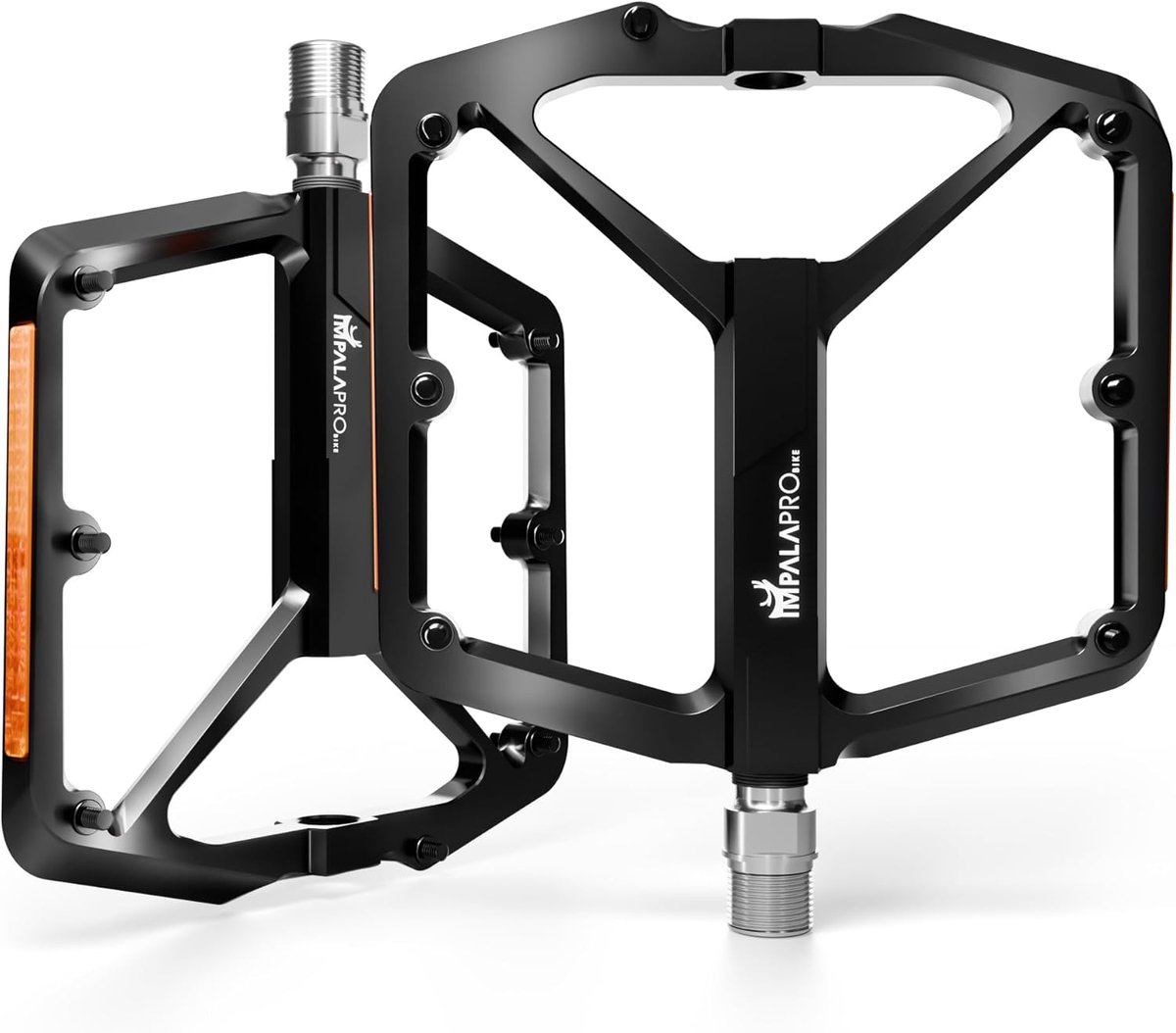 SnelShoppen - CNC Aluminium Fietspedalen 9/16 Inch met Brede Platform, Verwijderbare Antislip Nagels, Hoge Zichtbaarheid Reflectoren, Ultra Licht 294