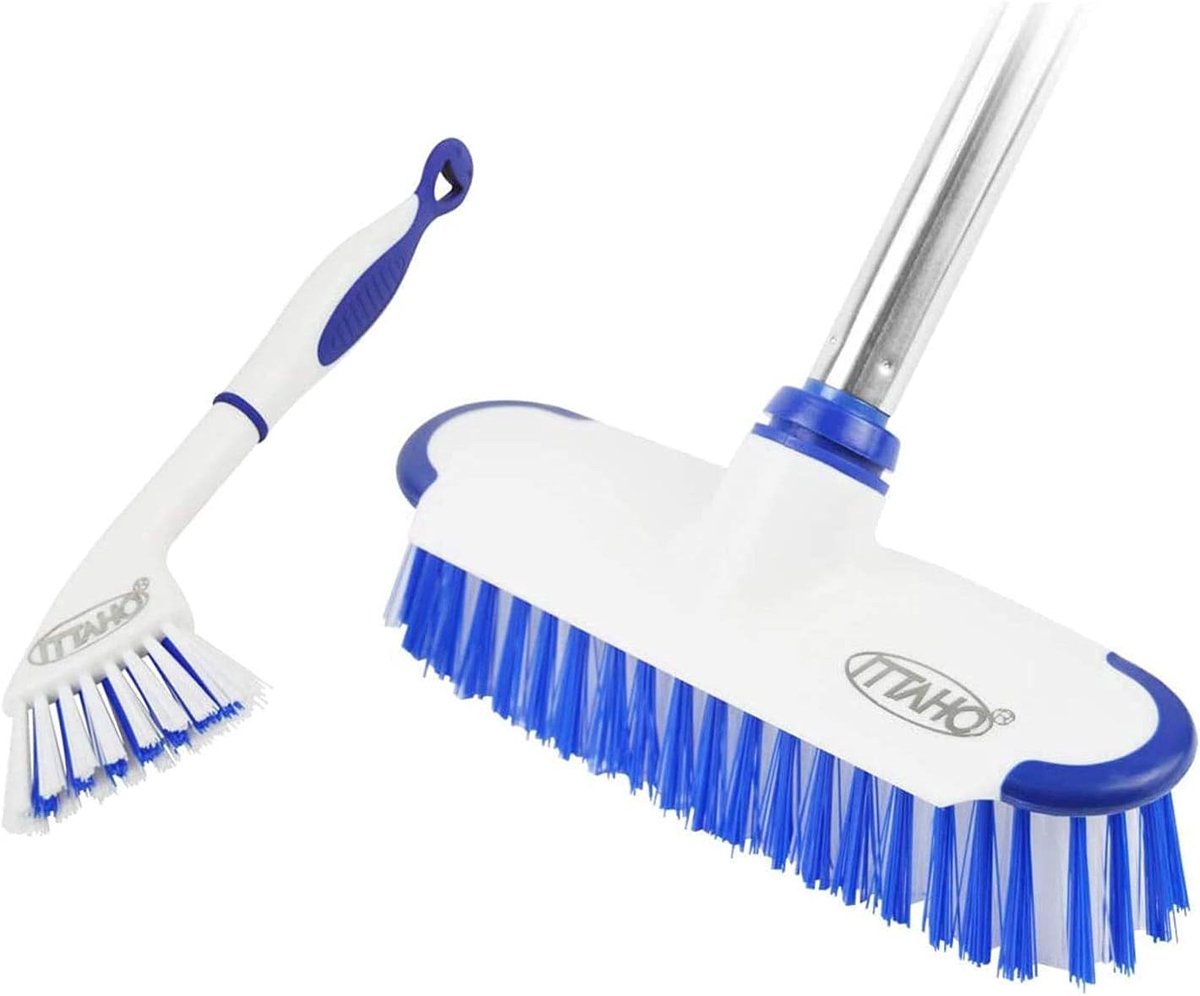 Schrobborstel 140 cm - Verstelbaar - Harde haren - Ideaal voor schoonmaken van terrassen - ShopVlot