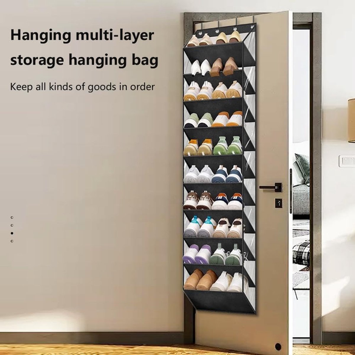 SchoenenOrganizer 10 niveaus - Over de deur schoenenrek - Ruimte voor 20 paar schoenen - Ideaal voor kleine ruimtes - ShopVlot