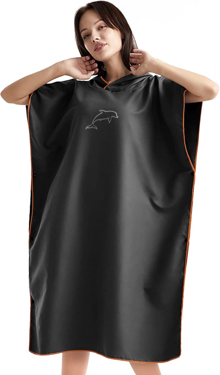 Microfibre poncho 110 x 80 cm - sneldrogend - met capuchon - ideaal voor strand - ShopVlot