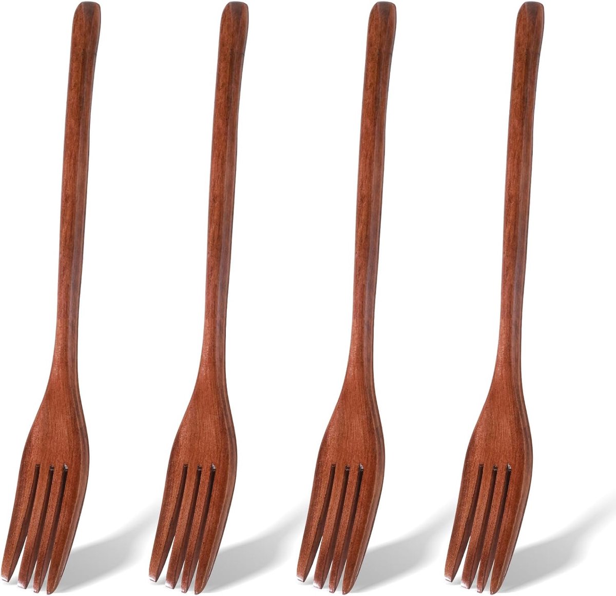 Houten vorken set van 4 - nanmu-hout - duurzaam en stevig - ideaal voor dagelijks gebruik - ShopVlot