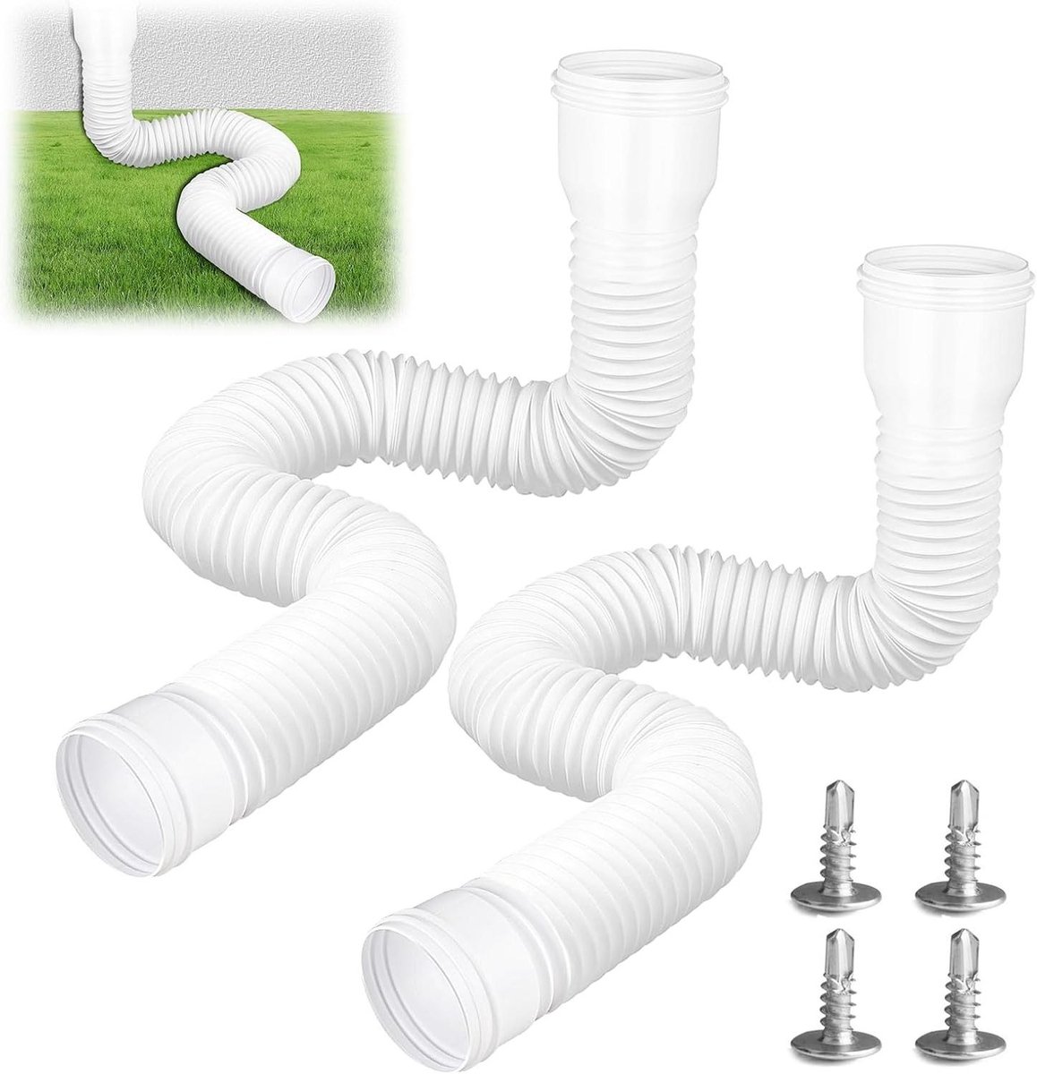 Dakgoot Verlenging - Regenpijp Uitbreiding - Voorkom Wateroverlast - Flexibel en Sterk - 150 cm - Wit