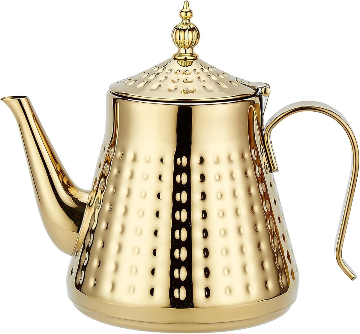 1.2L roestvrijstalen theepot met verwijderbare infuser, Losbladig deksel,goud