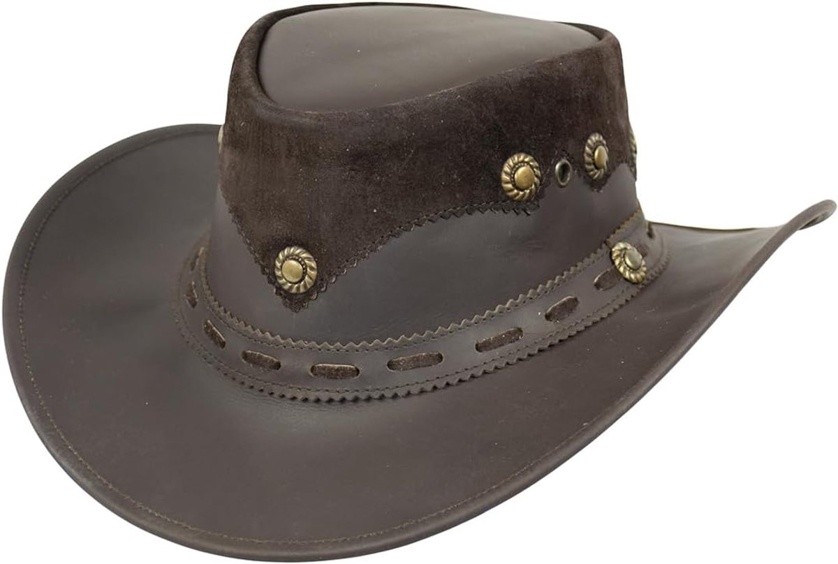 Jungle PENTLAND leren hoed, westernhoed, Australische hoed, cowboyhoed