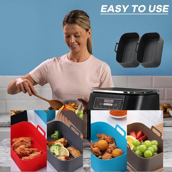 Geschikt voor siliconen Liner voor Ninja Air Fryer Dual, Accessoire voor Air Fryer, Herbruikbare Silicone Liner — afbeelding 3