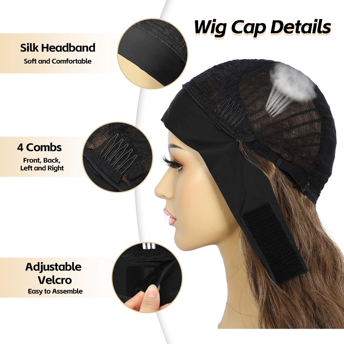 Hoofdband pruik body wave 26 inch - synthetische bruine golven - 150% dichtheid - natuurlijke uitstraling - SnelShoppen