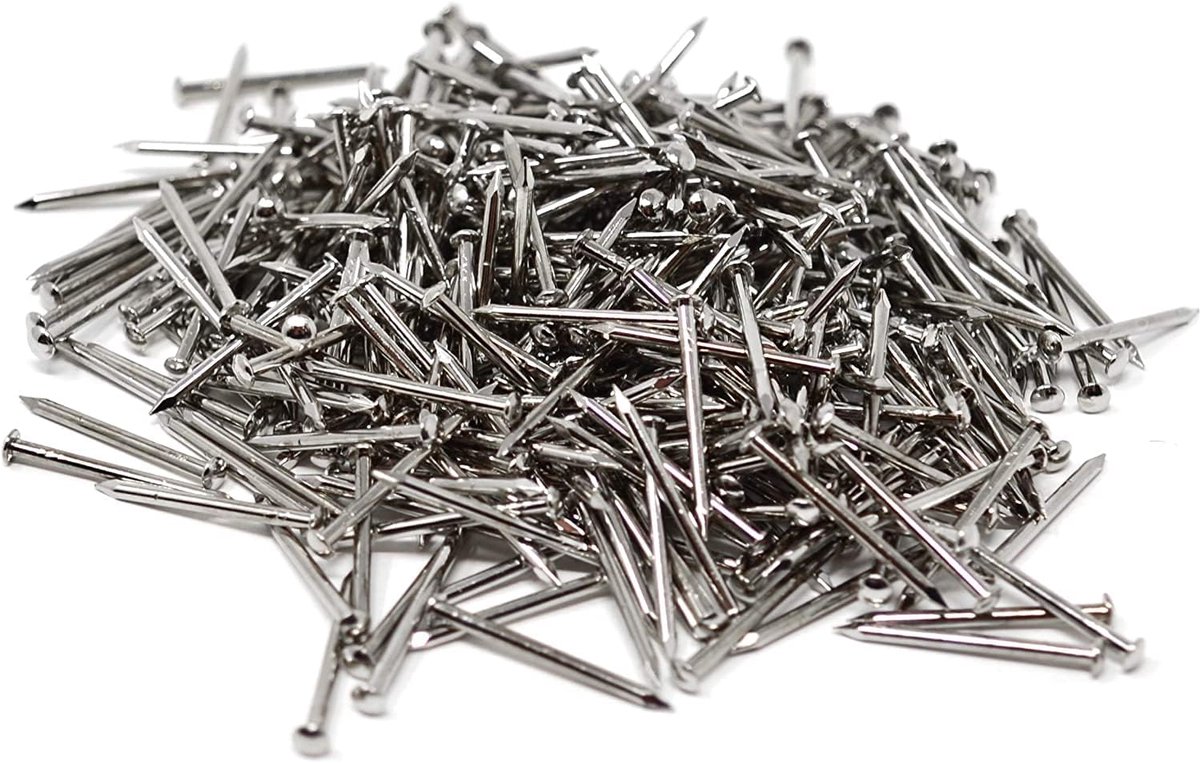 Ronde kop spijkers nagel 1,4 x 20 mm ijzer vernikkeld 100 gr (ca. 370 stuks)