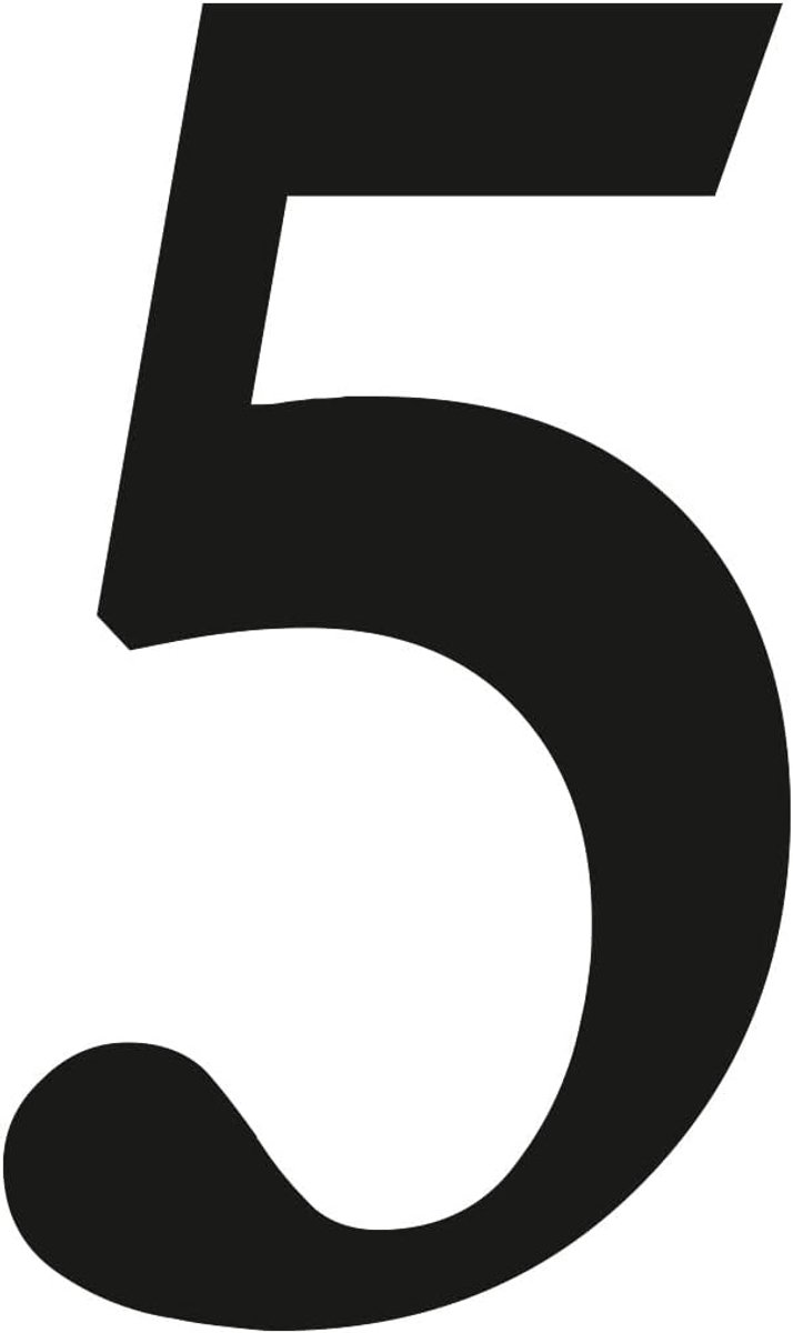 ISecur Nummer 5 sticker zwart 10 cm - kfz4715 | Weerbestendige huisnummersticker voor buiten, brievenbus en deur