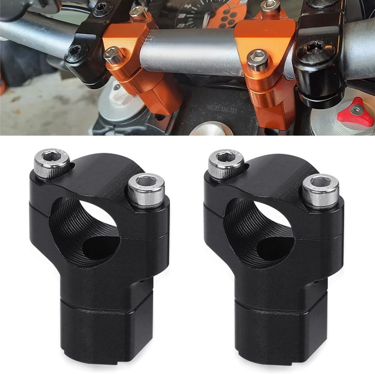 2 stuks universele motorfiets stuurhouder voor Duke 690 SMC Enduro 790 890 Adventure/R 125-530 SX/SXF/XC/XCF/XCW/EXC/EXCF - zwart
