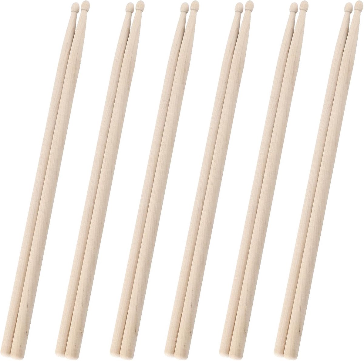 6 Paar Trommelstöcke 5A, klassieke esdoorn drumsticks, 5A drumsticks met houten punt voor beginners, rockband muziekinstrument percussie accessoires