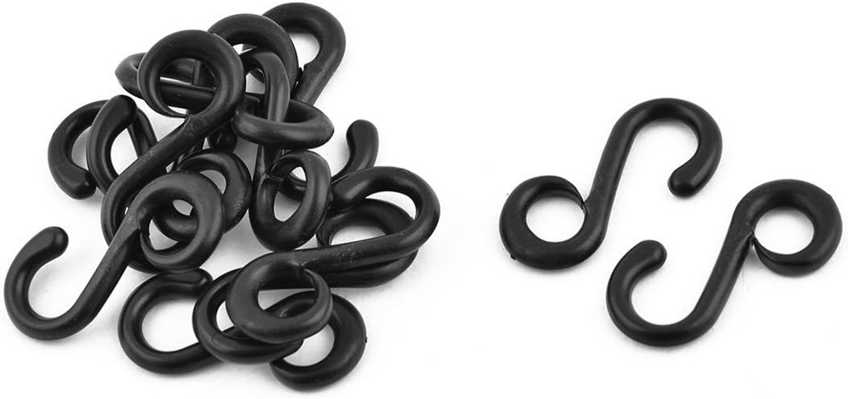 Plastic Tas S-vorm Strap Connective Swivel Snap Ring Haken Gesp 12 stks Zwart