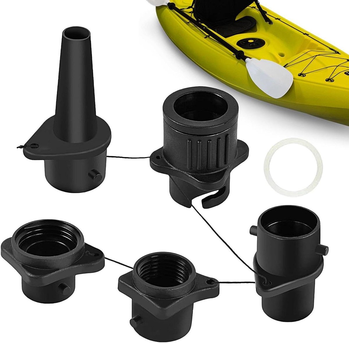 Opblaasbare Pomp Adapter - Bootpomp Adapter - Watersporten - 4-in-1 Mondstukset - 9.5 x 6.5 x 3.8 cm - Niet gespecificeerd