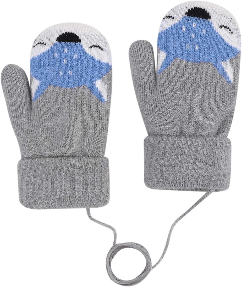 Handschoenen, vossenpatroon, gebreide handschoenen voor kleine kinderen, babyhalshandschoenen, winddicht, thermische handschoenen, dikke loophandschoenen, warme babyhandschoenen, wanten, wanten, wanten, wanten, 1-3 jaar oud