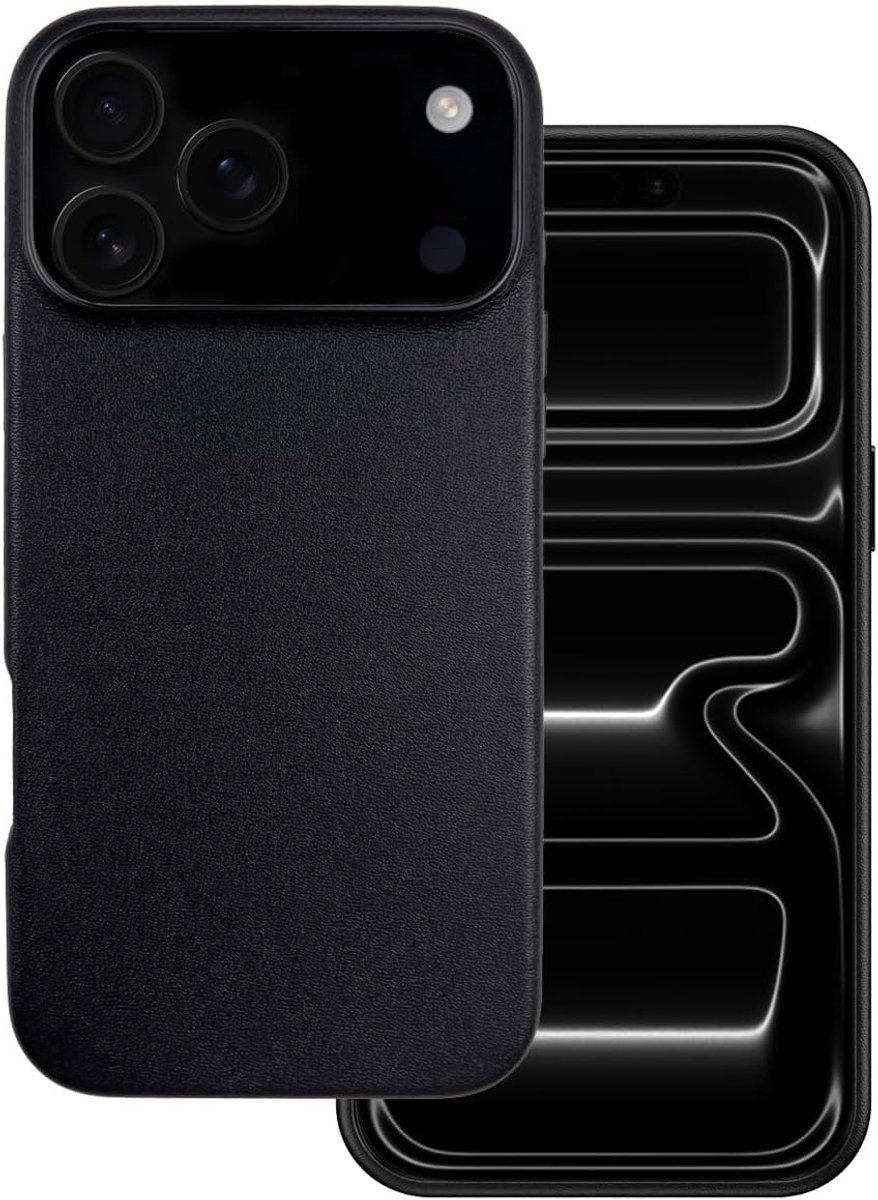 Premium echt leren hoes voor iPhone 17 Pro Max, compatibel met MagSafe-middernacht