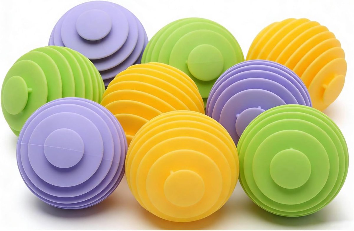 Wasbal voor wasmachine, 9 stuks, herbruikbare rubberen wasballen, anti-verstrikking, wasballen voor wasmachine, droger en wasdroger