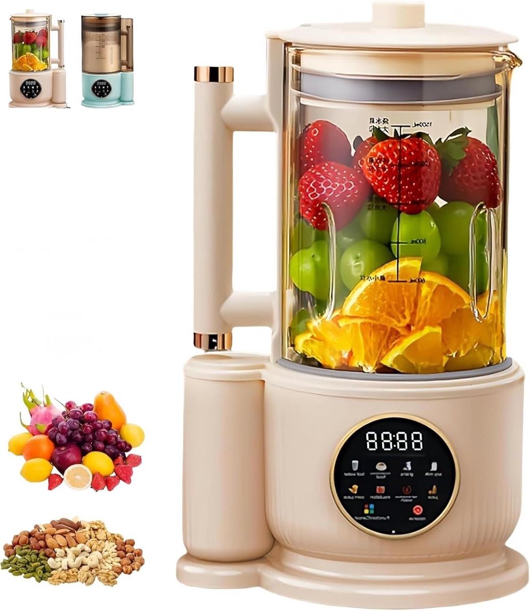 Elektrische Blender - Sojamelkmaker Keukenmachine - Gezonde Dranken Maken - Ultrageluid 12 Messen - 15 liter - Wit