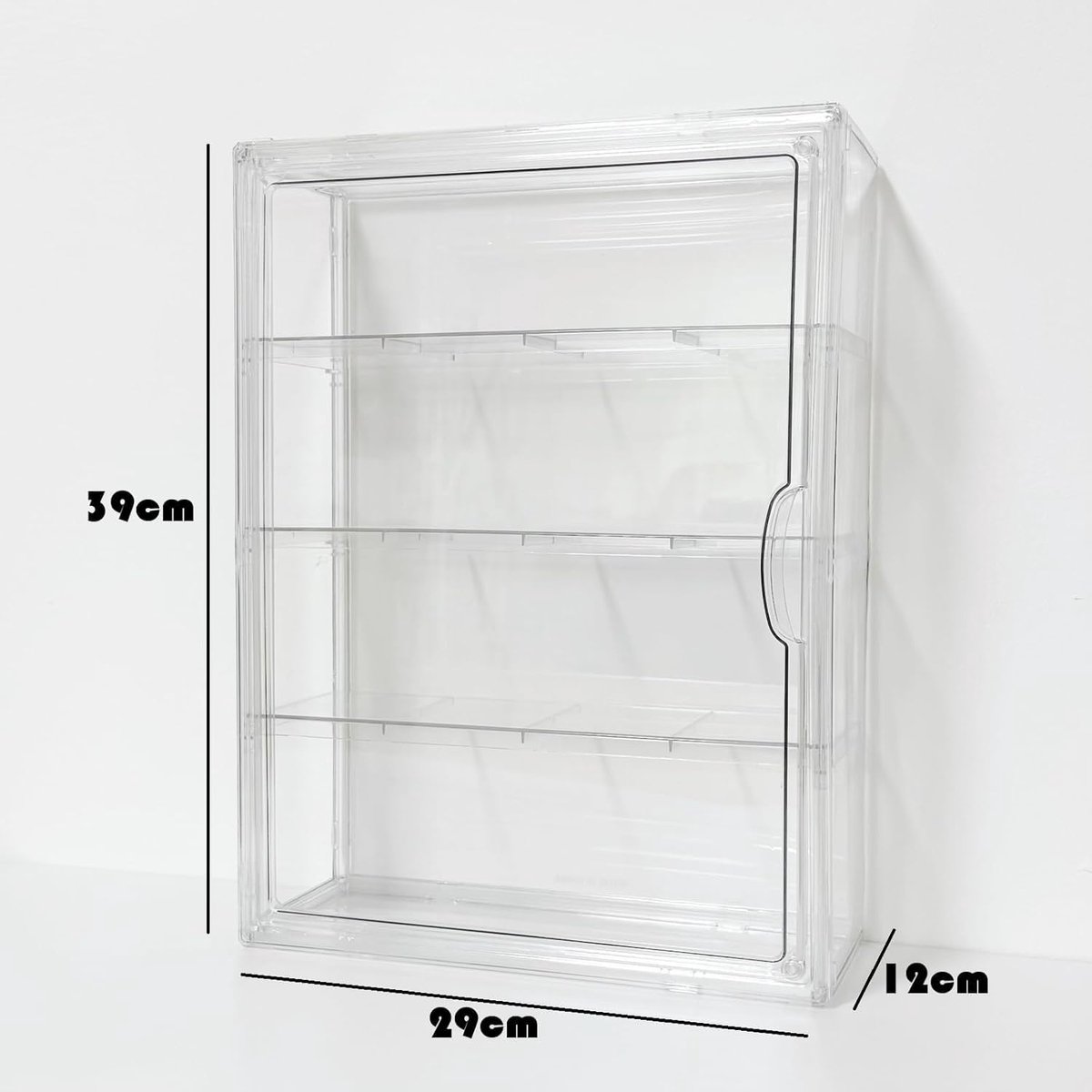 Vitrine showbox acryl vitrine, verzamelaarsvitrine met deur, voor minifiguren, vitrine, kleine figuren, actiefiguren, speelgoed, modelauto's, verzamelfiguren (29 x 12 x 39 cm)