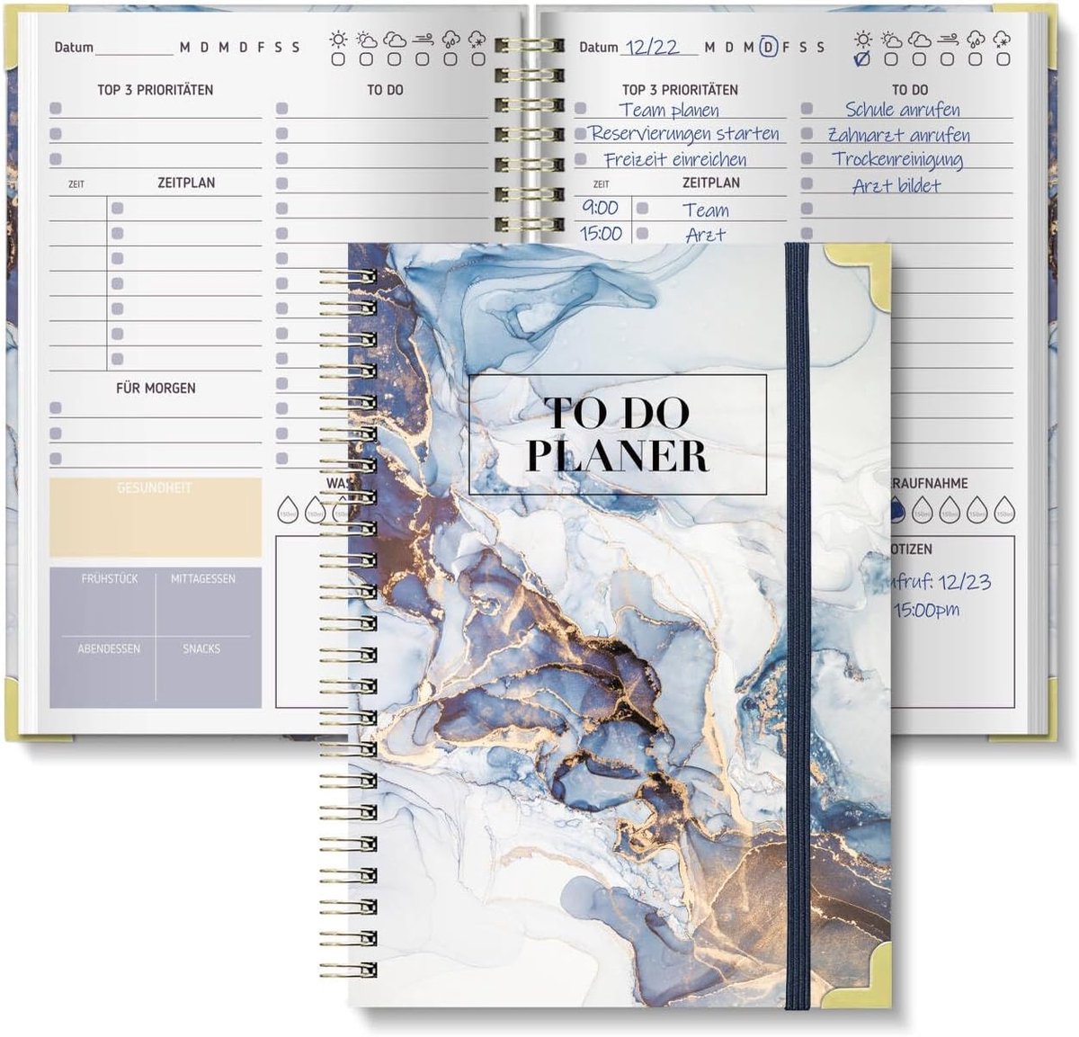 Dagplanner ongedateerd, A5, 120-dagen to do-planner voor taken en notities, to-do-lijstblok, dag- en weekplanner, spiraalblok, hardcover, perfect voor kantoor en school, inktwas