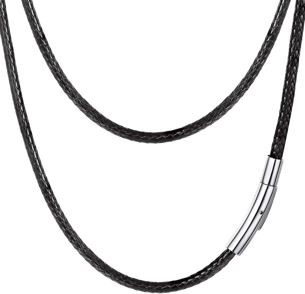Herenketting 66 cm van Zwart Waxkoord 3 mm met Roestvrijstalen Sluiting Waterdichte Waxketting