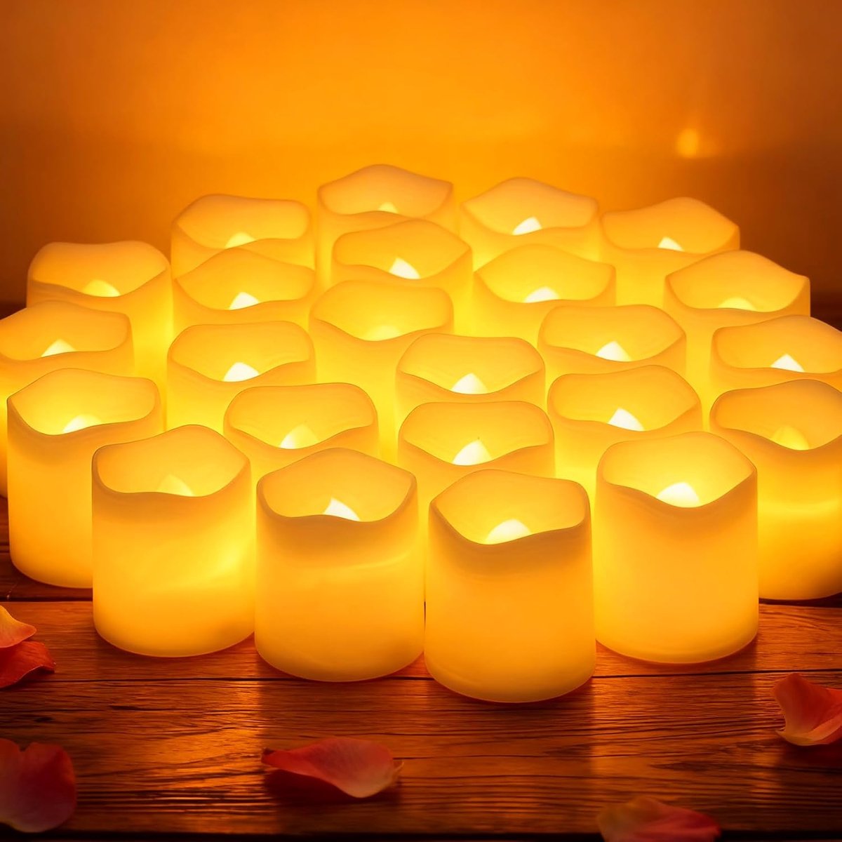 24 stuks led-theelichtjes, led-kaarsen, draaibare vlam, timer 6 uur, voor decoraties voor bruiloften en thuis, feesten, Kerstmis, Pasen