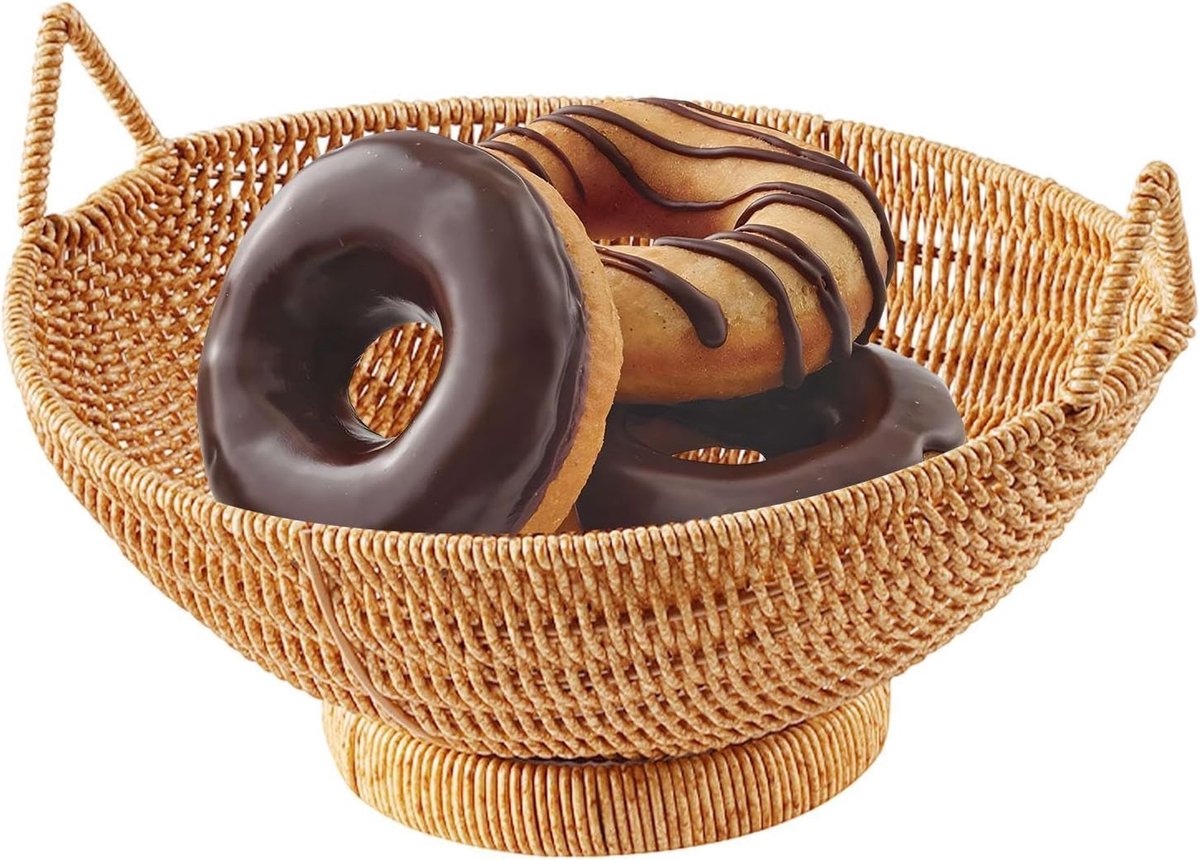 Rieten mand, broodmanden voor tafel Pantry Organizer | Imitatie rattan brood organiseren manden rieten fruit portie opbergkommen voor keukenteller decor