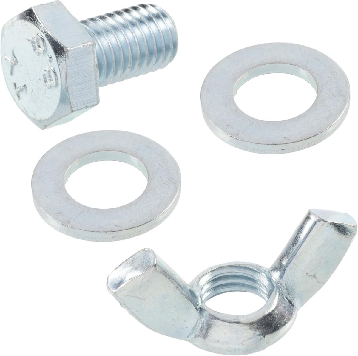 Vleugelmoeren M12 + 20 platte ringen + 10 zeskantbouten M12x20 mm | van staal