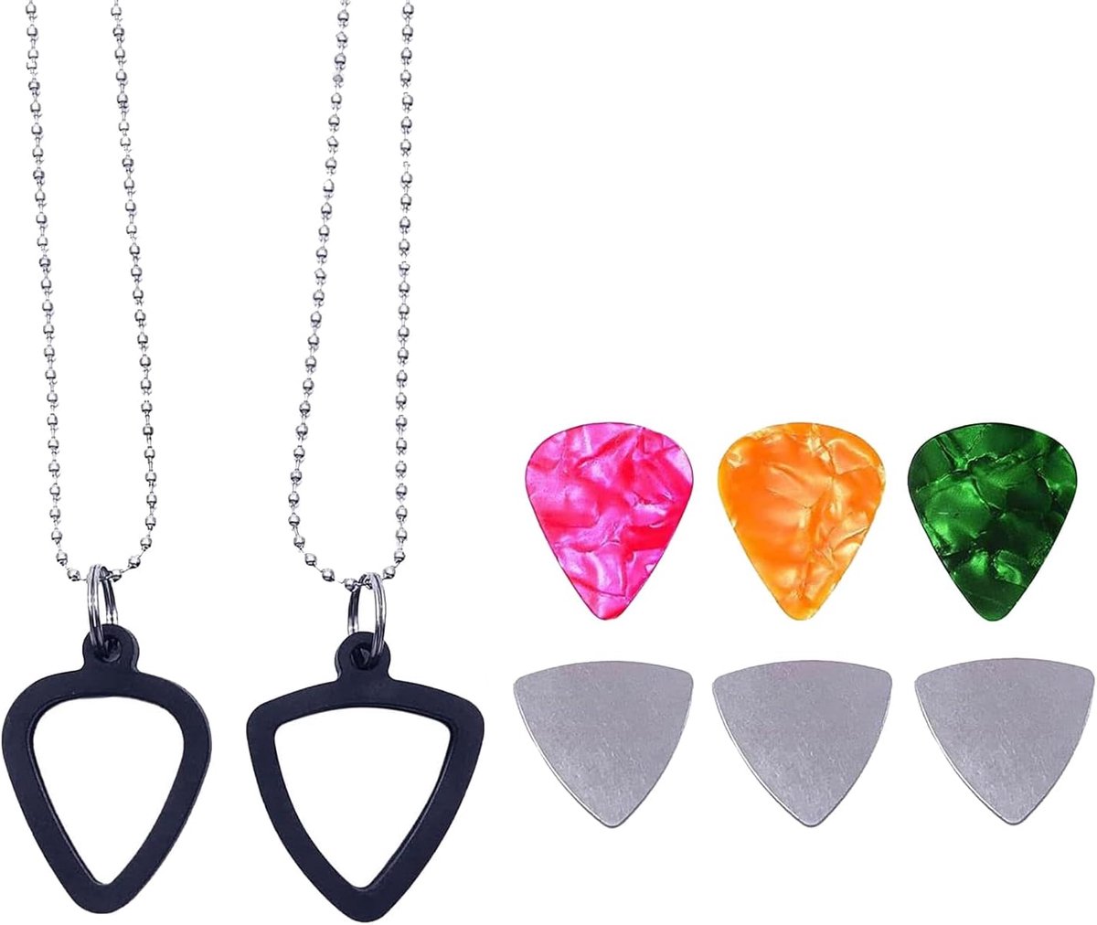 2 stuks hangers voor gitaarplectrum, halsketting met gitaarplectrum, halsketting van siliconen, sleutelhanger plectrumhouder, accessoires voor instrumenten, voor gitaarpannen