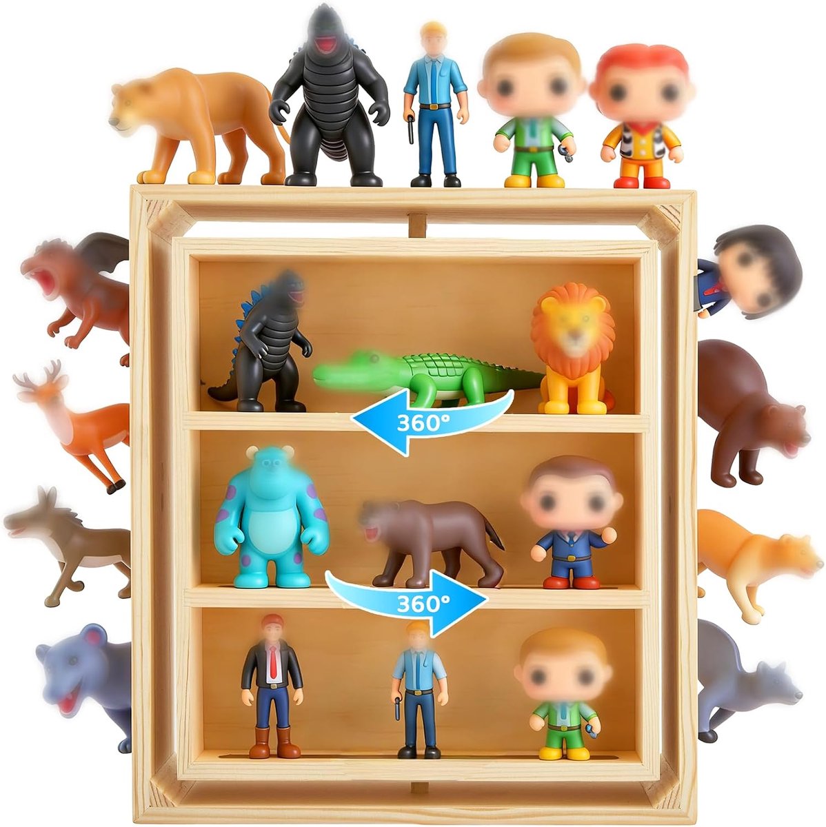 Wandrek, compatibel met TonieBox 2/1, magnetisch rek van grenenhout, wandrek, creatieve 15-30 figuren voor kinderkamer, babykamer, tonierek om neer te zetten, voor meisjes en jongens