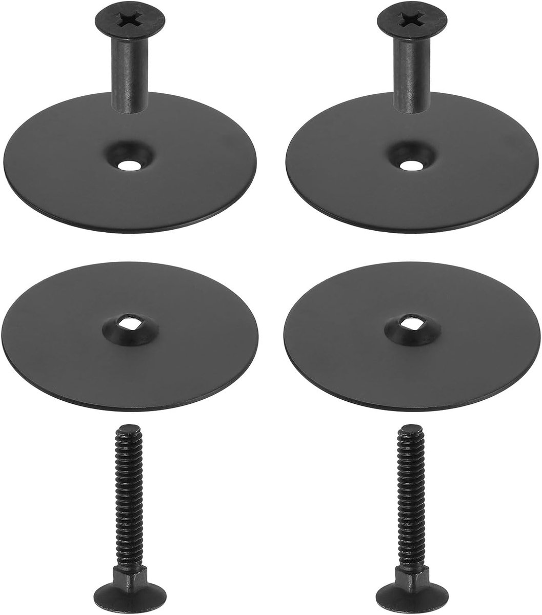 Set van 2 deurgaten afdekplaat, 2-5/8 inch diameter ronde sluitplaat, afdekplaat, metaal, deurknop, gat vulplaat met verbindingsschroeven, zwart