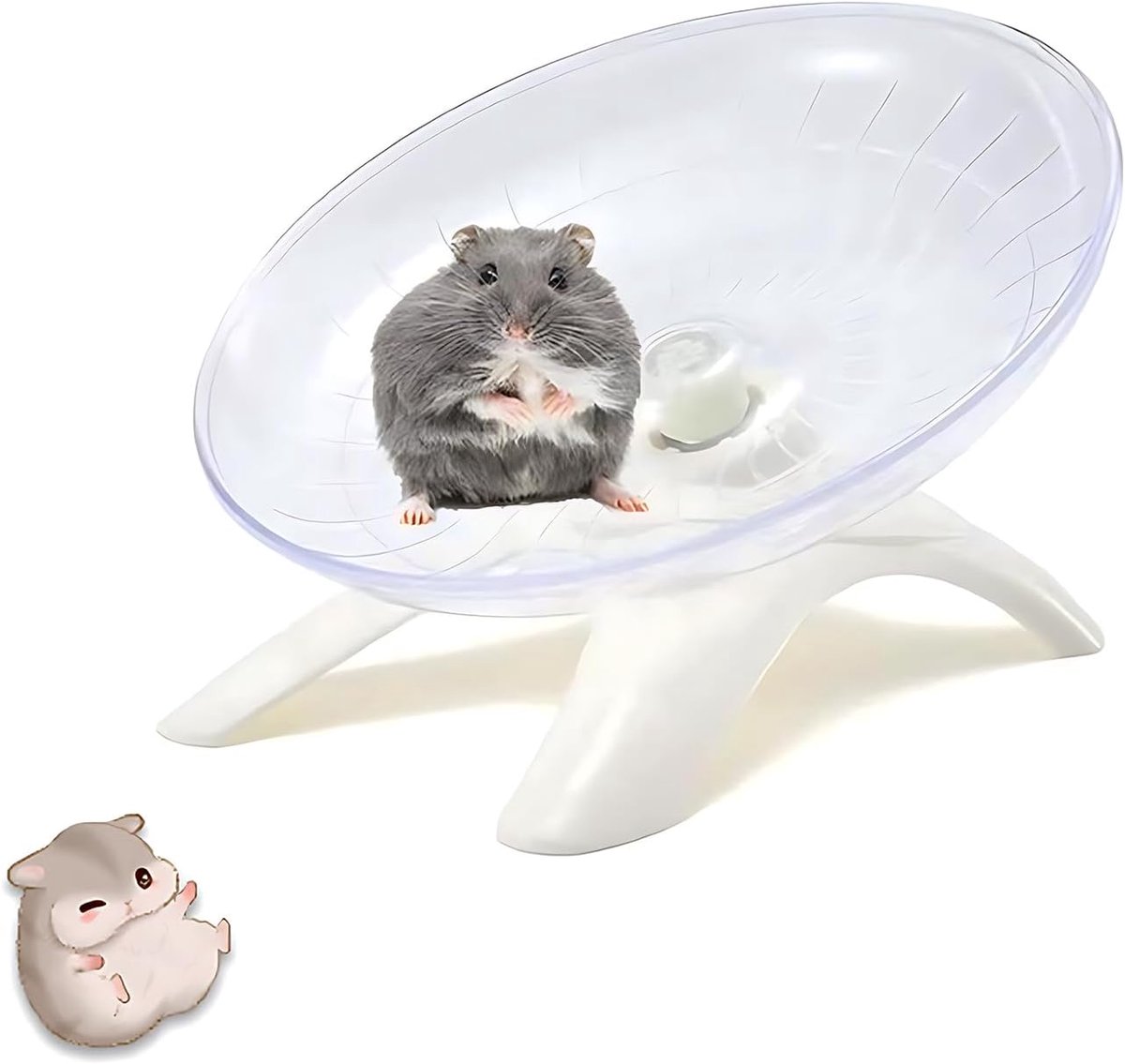 Hamster oefenwiel voor hamsters, 18 cm loopfiets, hamster, stil, voor hamsters, gerbils, muizen of andere kleine huisdieren, wit