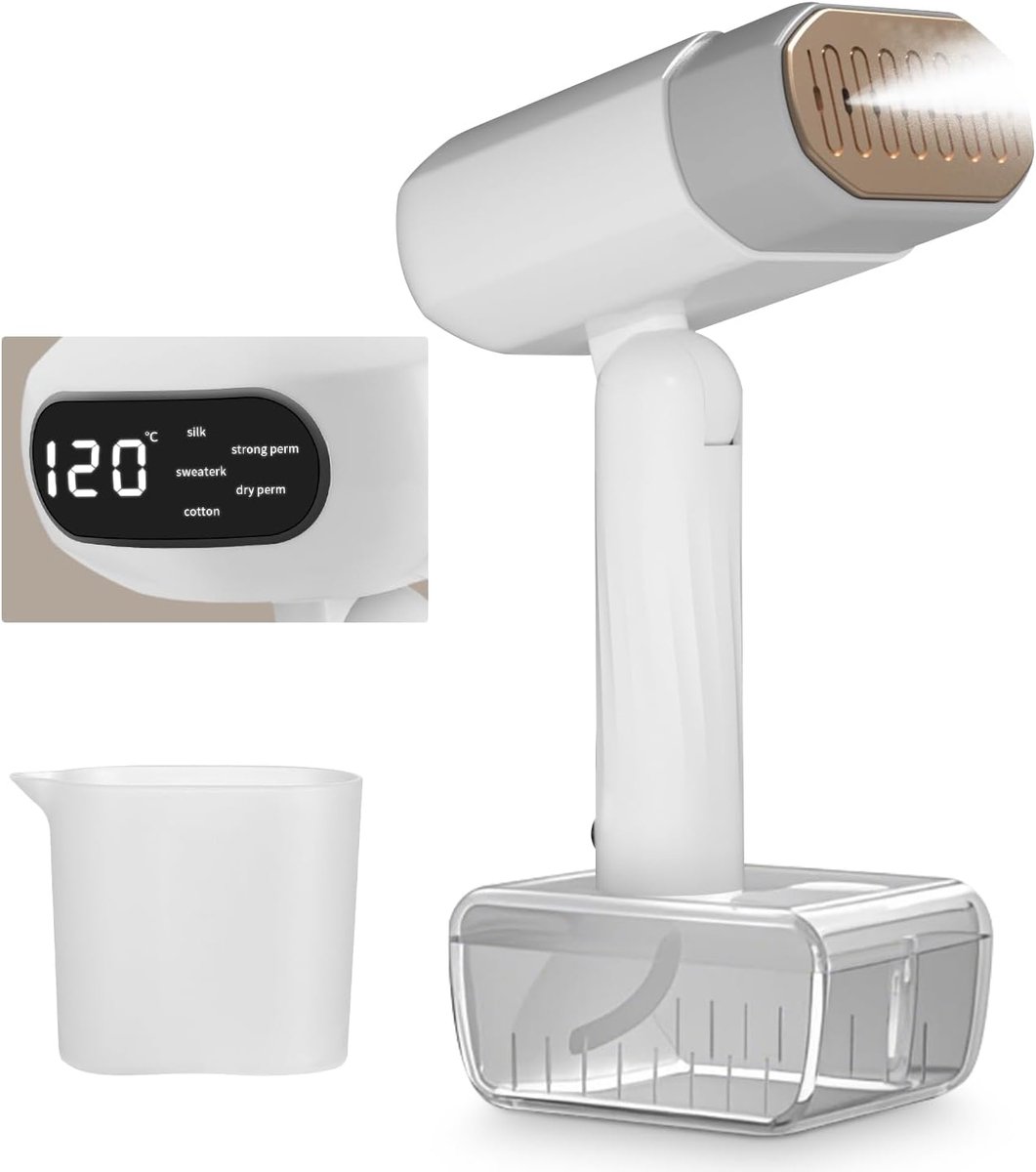 Stoomstrijkijzer, 1500 W stoomstrijkijzer met 330 ml watertank, metalen stoomkop, 20 s snelle opwarming, mini draagbare steamer, draagbaar voor reizen, kantoor en thuis