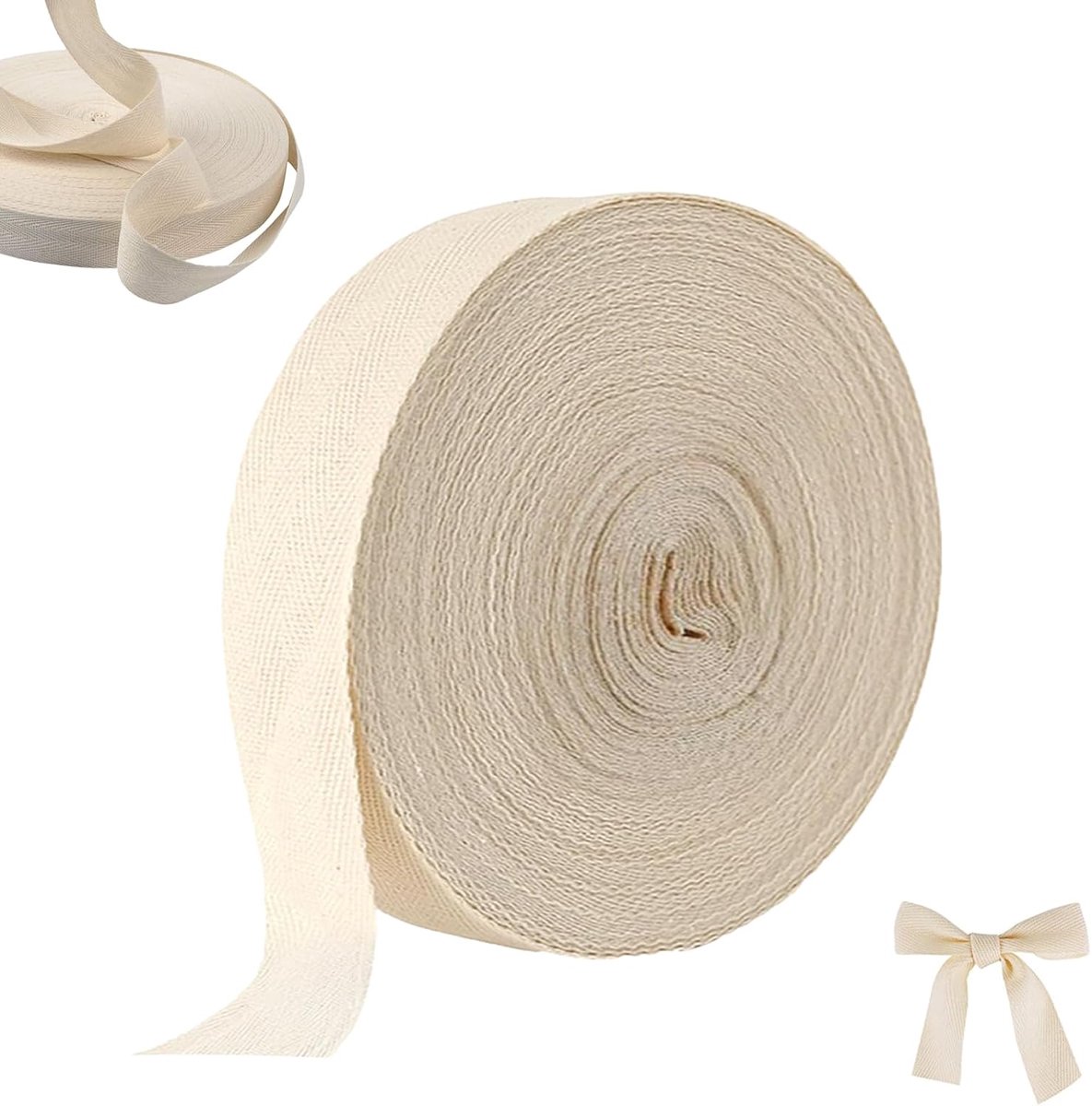 band biasband, 3 cm x 50 m naadband, katoenen band, katoenen keperband singelband, gevouwen katoenen riem, omrandingsband voor handwerk, kleermakers, woondecoratie (beige)