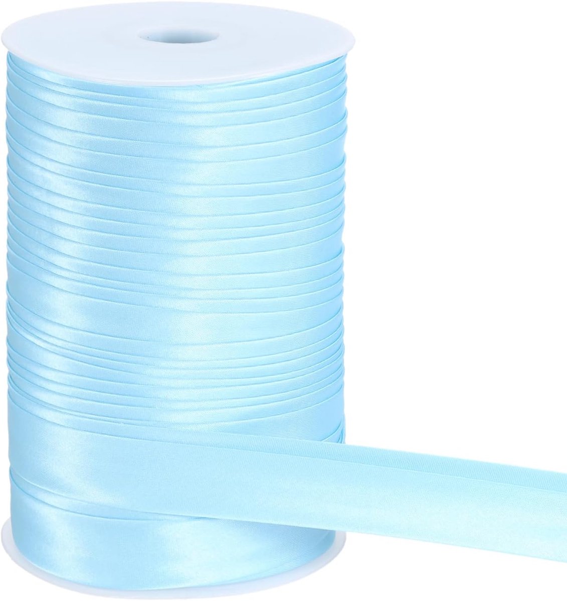 Biasband, dubbel gevouwen, voor naden, 2,5 cm x 150 m, voorgevouwen satijnen lint, doorlopende band voor naden, randen, doe-het-zelfprojecten, lichtblauw