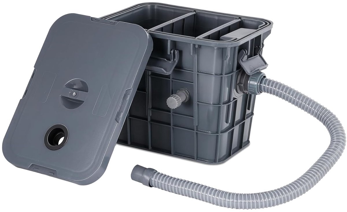 Commerciële Vetafscheider 22L PP-Vetafscheider Water- en Olieafscheider Afvalwatervetafscheider Gastronomie voor Keuken, Kantine, Restaurant 37 x 26 x 30 cm