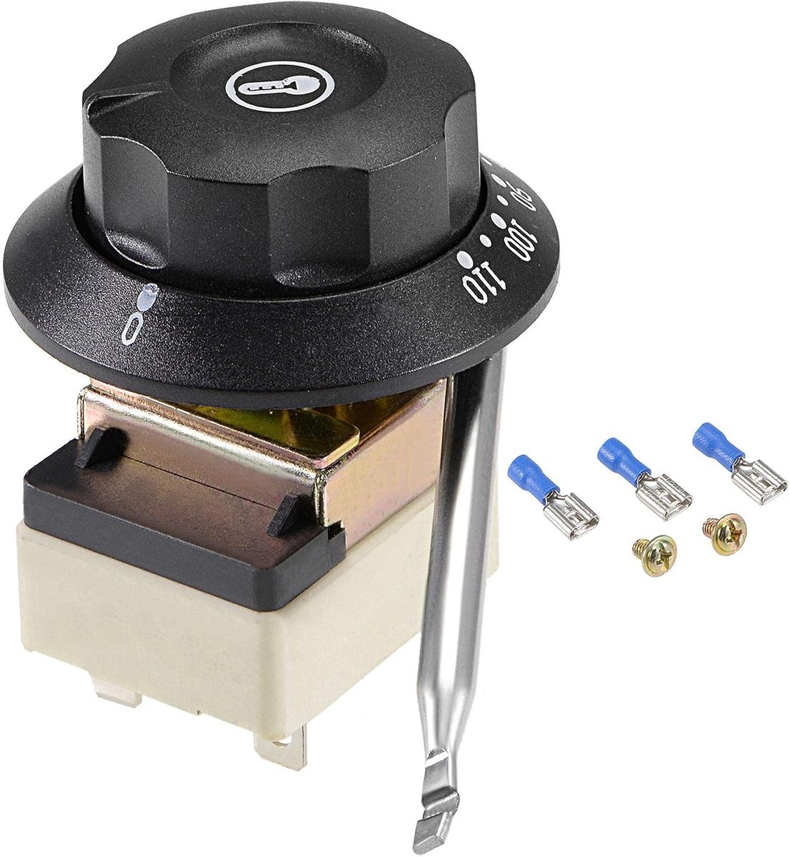 Sourcing map 1NO 1NC 250V 16A 30-110C temperatuurregelschakelaar capillaire thermostaat voor oven koelkast verwarming 0,7m met 2 schroeven & 3 krimpklemmen