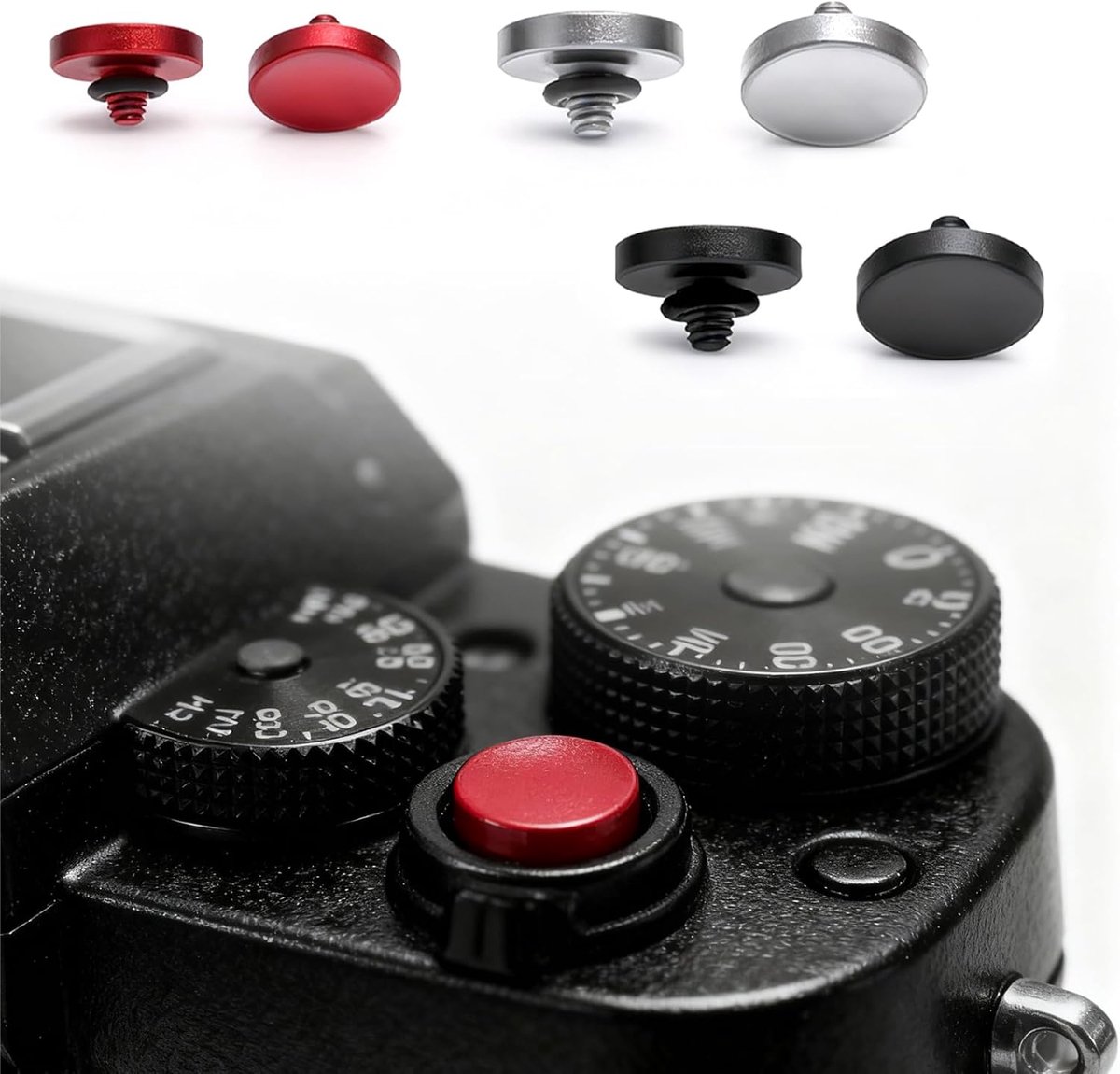 3-delige concave ontspanner van aluminiumlegering, ontspanner aluminiumlegering concave ontspannerknop Camera Shutter Button Compatibel met Fujifilm X100VI X-T30 X-T20 X-T10 X-T5 X-T4 X-T3