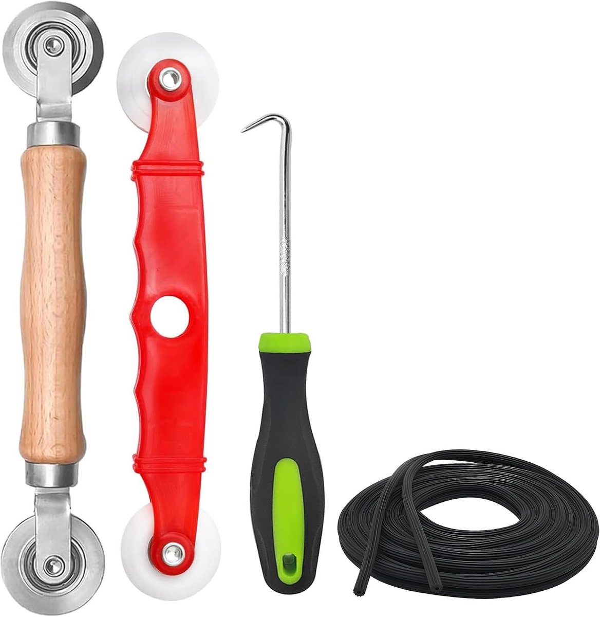 Gereedschap-intrekker voor vliegengaas, 4 stuks installatie vliegengaas, reserveonderdeel, vliegengaas accessoires met 15 m x 5 mm vliegengaas, insectenbescherming, reserveonderdeel