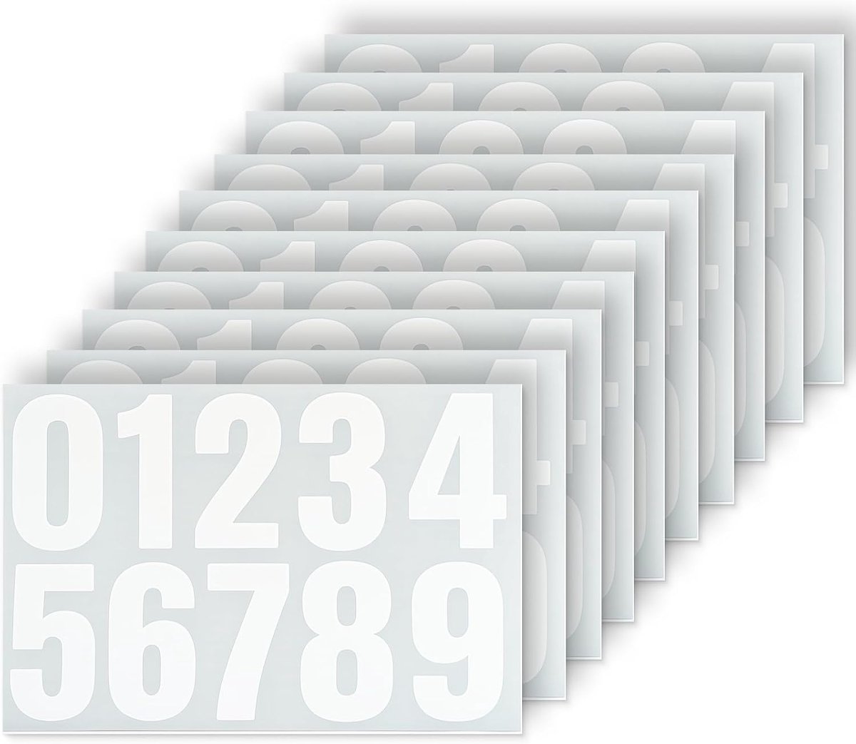 10 vellen, cijferstickers, wit, 10 cm, weerbestendig, zelfklevende cijfers 0-9, vinyl nummerstickers voor huisnummer, brievenbus, brievenbus, deurbord, cijferstickers voor buiten