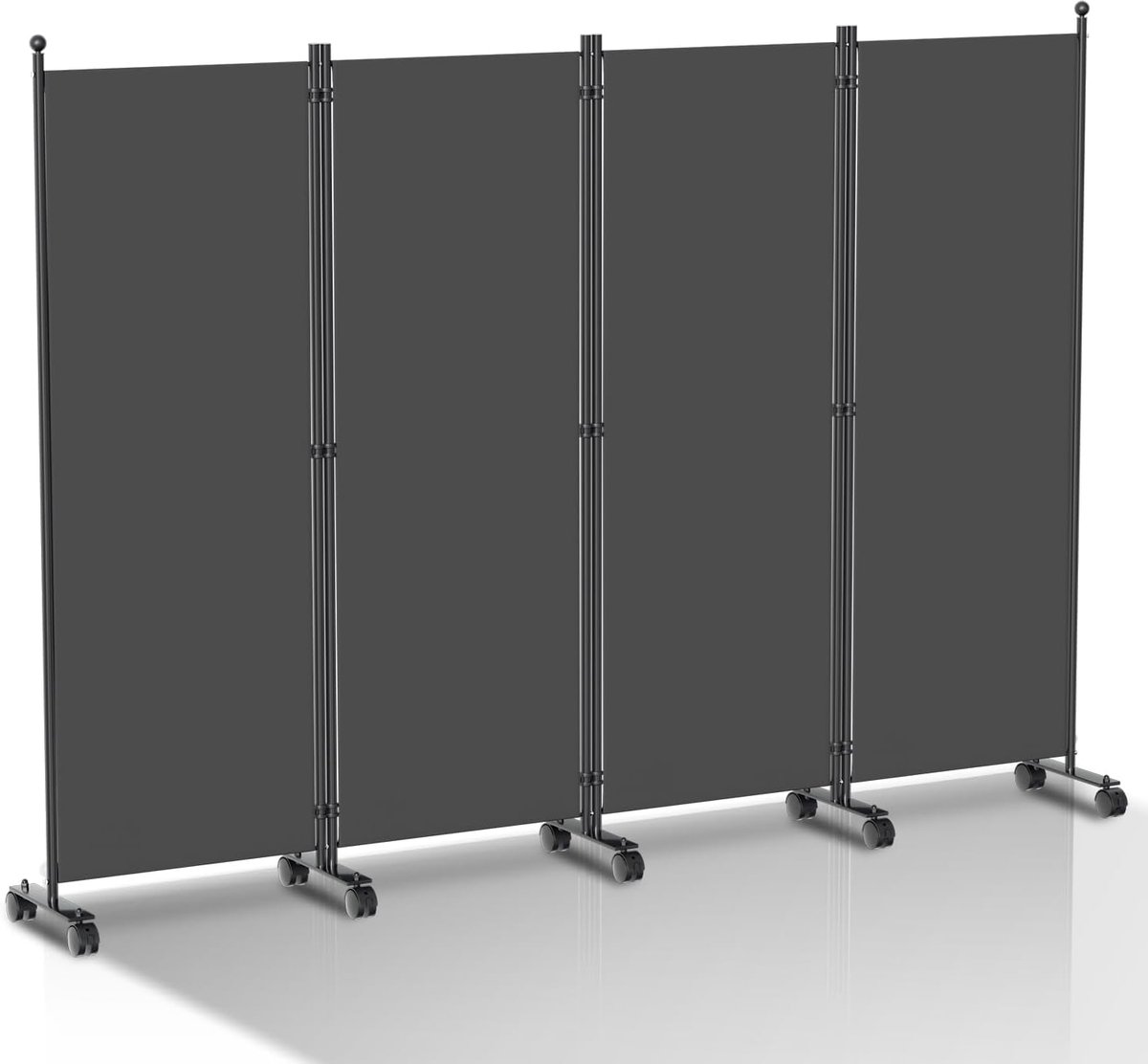 Ruimteverdeler op wielen, opvouwbare scheidingswand, 4-delig, 228 x 181 x 30 cm, scherm voor balkon en tuin, van polyestervezel, eenvoudige installatie (antraciet)