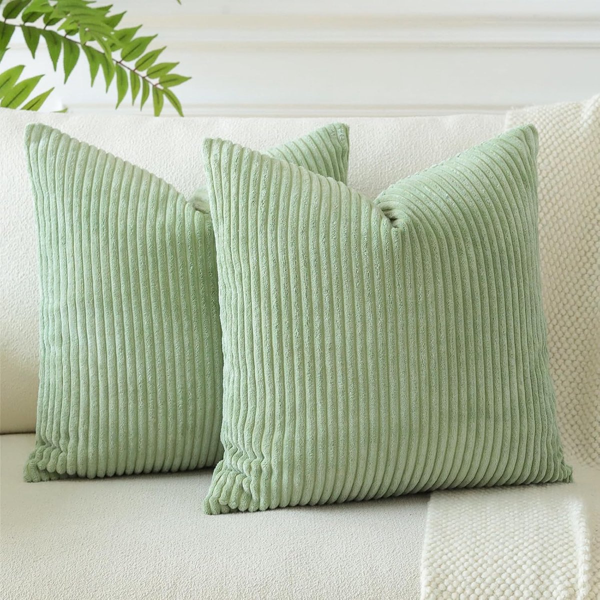 Kussenslopen, corduroy, decoratieve sierkussens, bankkussens, kussenslopen voor sofa, woonkamer 60 x 60 cm, bonengroeën